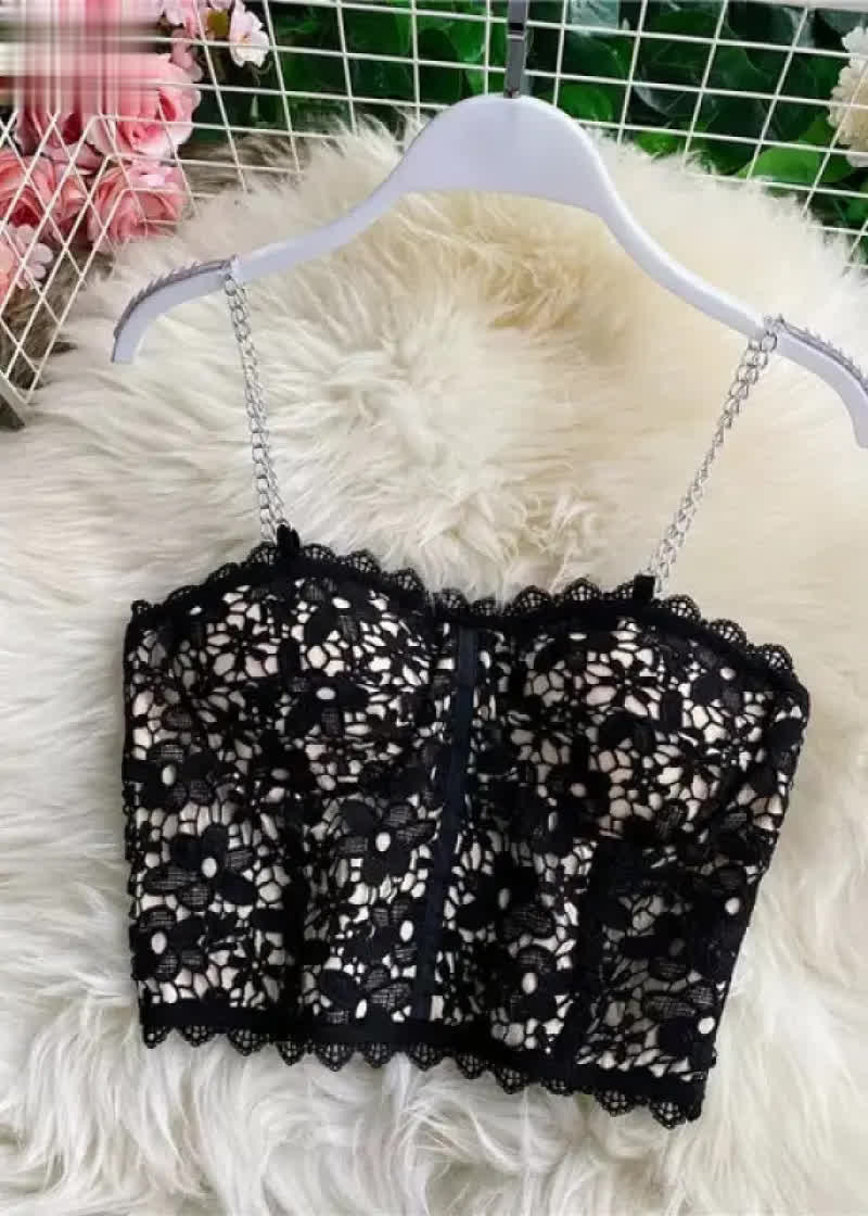 Summer Print Lace Crop Tops