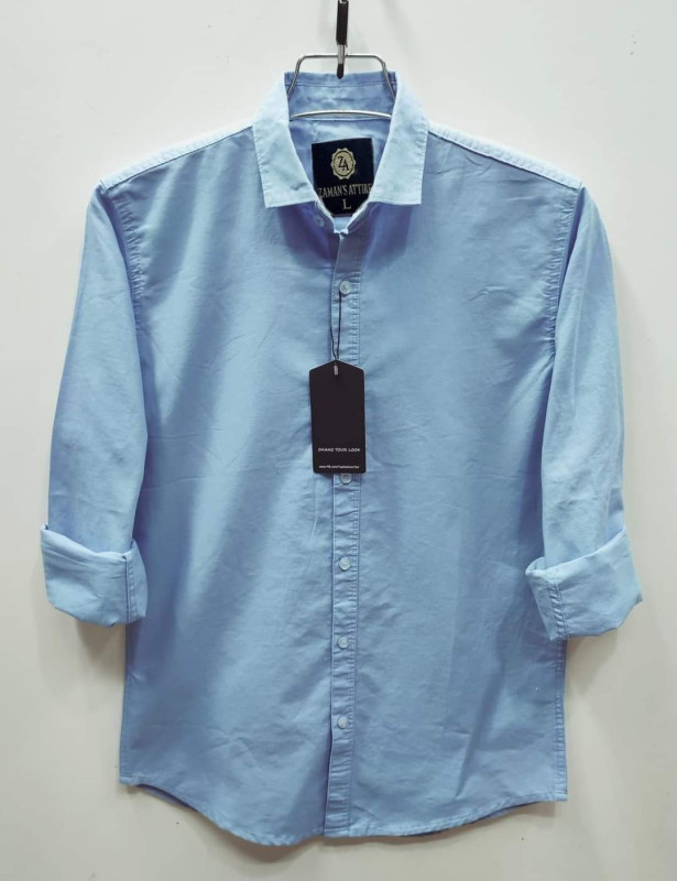 Men's Solid Colour Cotton Shirt (Sky)