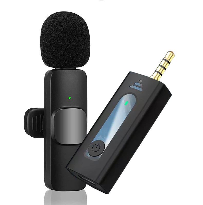 K35 Wireless Collar Lavalier Microphone – 2.4GHz Clip-On Mic with 20M Range, 3.5mm Aux Receiver, 5H Battery & Plug-and-Play for Vlogging, Interviews, YouTube & Live Streaming