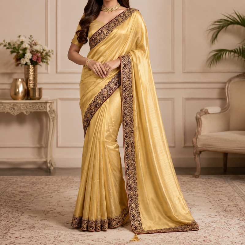 Premium Dupion Silk Saree with Blouse Piece | Soft & Elegant Traditional Wear for Wedding, Eid & Party