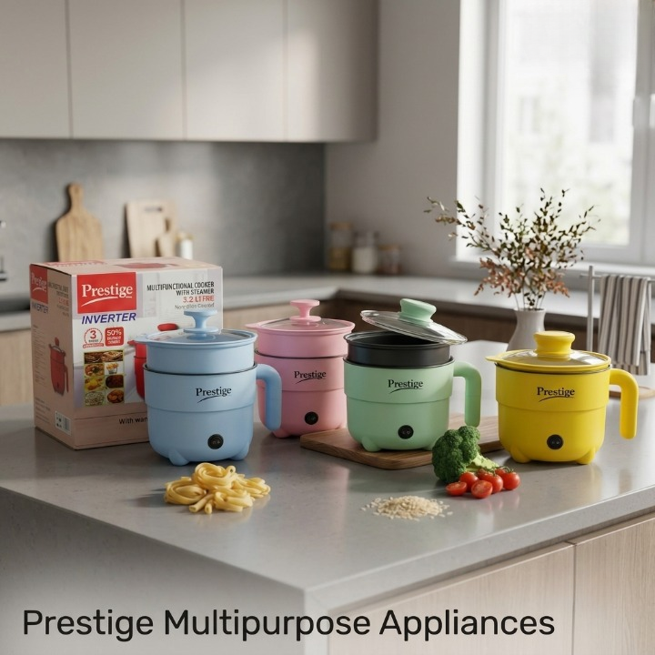 Prestige 3.2L Multifunctional Electric Cooker – 1500W Energy-Saving Non-Stick Multi Cooker with Steamer Tray for Fry, Curry, Noodles & Steaming