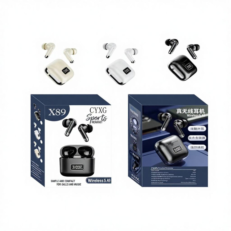 X89 True Wireless Sports Earbuds – Bluetooth V5.49 TWS with Titanium Alloy Diaphragm, Deep Bass, 240mAh Charging Case & Premium Look
