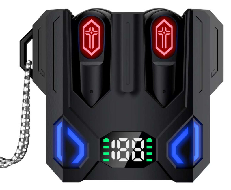 Mecha Design Gaming True Wireless Earbuds – Futuristic TWS with Low Latency Mode, Digital LED Battery Display & Rich Bass