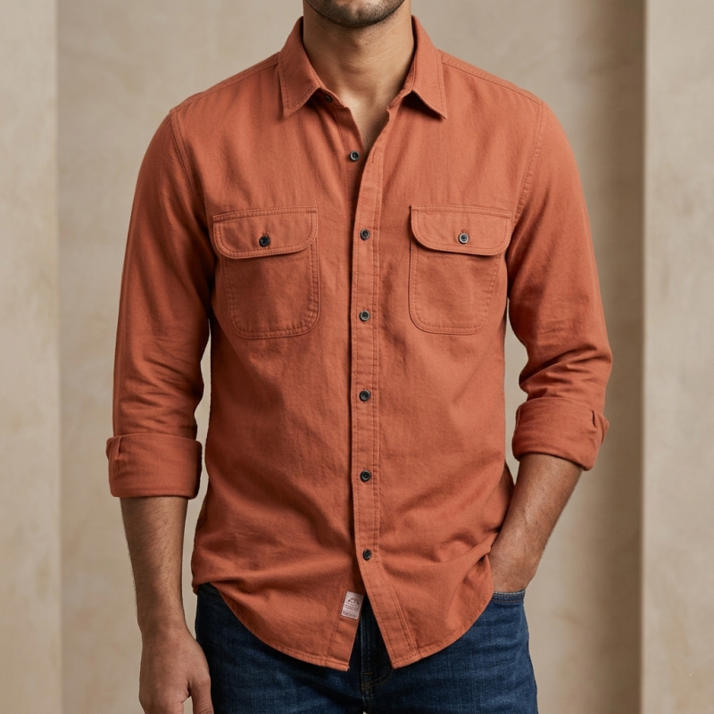 High Thickness Double Pocket Shirt.. ( Merron)