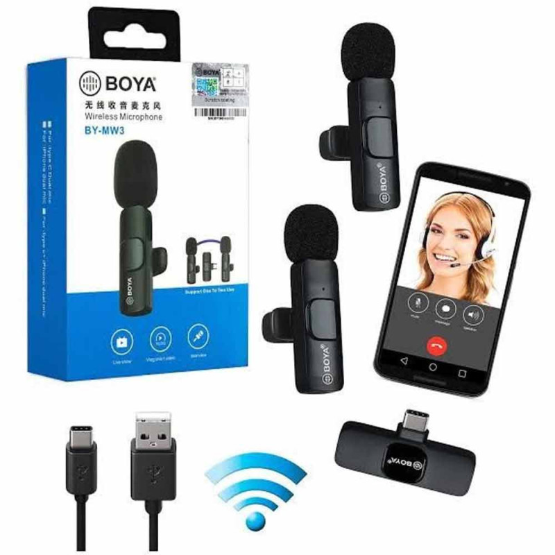 BOYA BY-MW3 Lightning Wireless Lavalier Microphone – Plug & Play Omnidirectional Clip-On Mic with 65ft Range, 8H Battery & Real-Time Sync for iPhone & iPad