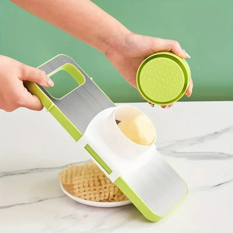 Manual Food Grater & Slicer with Stainless Steel Blades – Multi-Functional Vegetable, Fruit & Cheese Cutter for Kitchen Prep