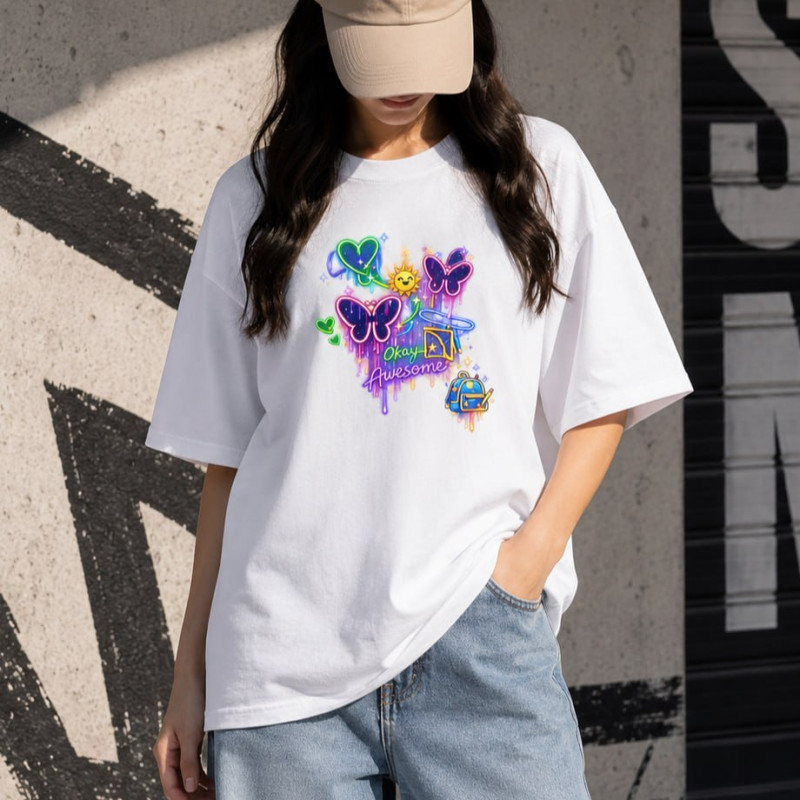 Premium Drop Shoulder T-Shirt for Women |Trendy Print Oversized Tee | Summer Friendly