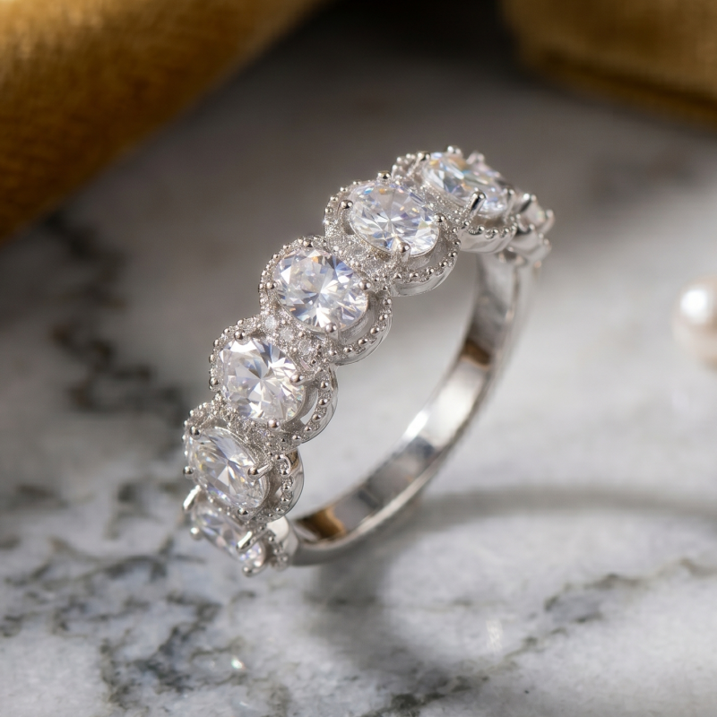 Vintage Oval Crystal Eternity Ring