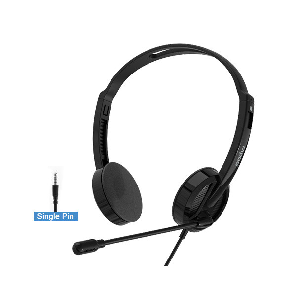 Rapoo H101 Wired Stereo Headphone (Black) – Lightweight On-Ear Headset with High-Quality Stereo Sound, Flexible Rotary Microphone, 3.5mm Jack & 1-Year Warranty