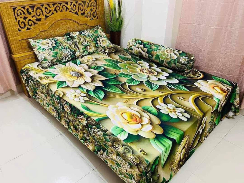 Water Proof China Premium 3D Design Bed Sheet King Size (7.8ft/6.8ft)