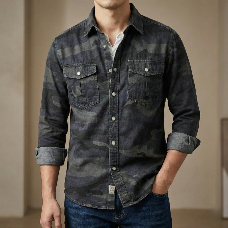 Full sleeves double pocket kemo printed Shirt