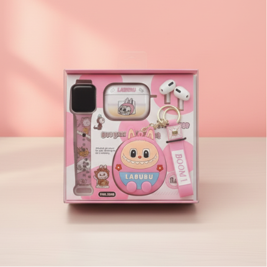 Pop Mart Labubu 2-in-1 Gadget Set – Cute Wireless TWS Earbuds & Smartwatch Strap Combo with Collectible Character Case