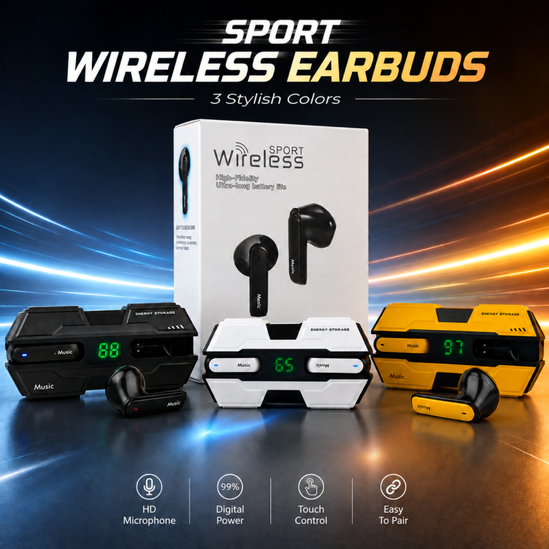 K8 Sport True Wireless Earbuds – In-Ear Bluetooth Earphones with Deep Bass, Touch Control, LED Digital Display & Secure Fit for Gym & Sports
