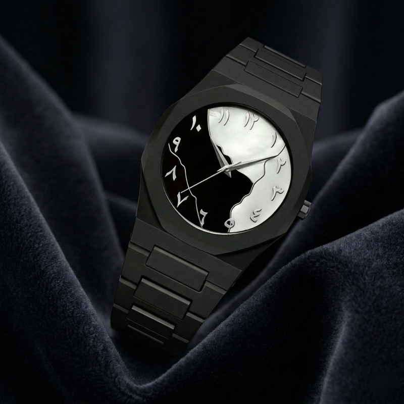 Arabic Dial Premium Marble Finish Ladies Watch with Butterfly Lock