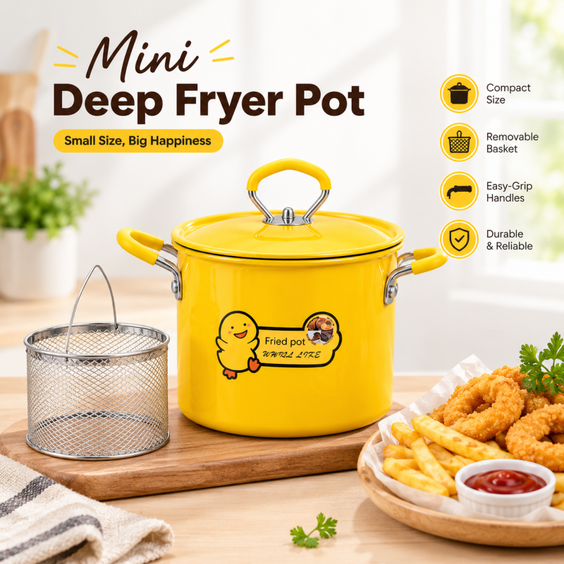 2L Stainless Steel Deep Fryer Pot with Basket & Thermometer – Non-Stick Oil Filter Deep Fryer for French Fries, Chicken, and Snacks
